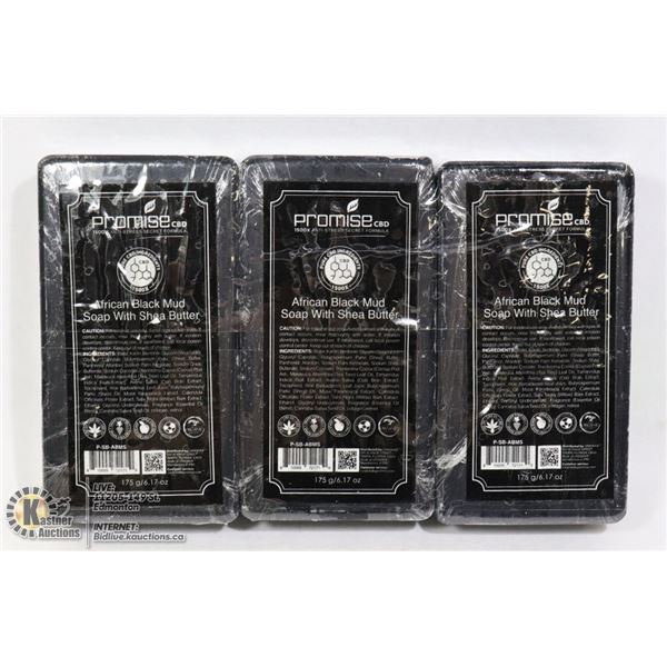 3 BARS OF PROMISE CBD AFRICAN BLACK MUD SOAP