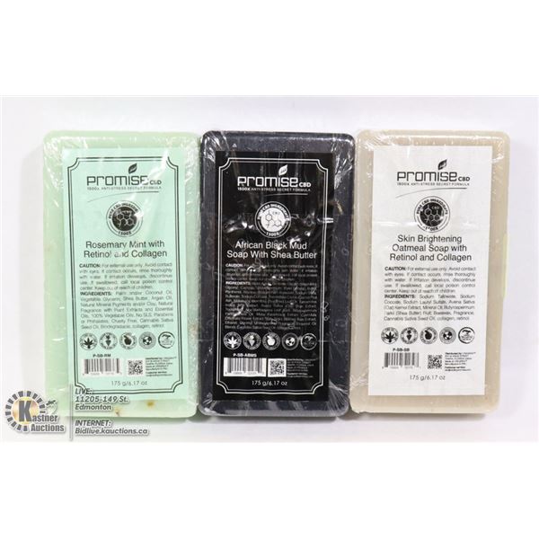 3 ASSORTED BARS OF PROMISE CBD BAR SOAP