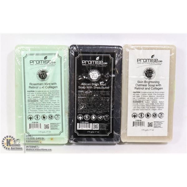 3 ASSORTED BARS OF PROMISE CBD BAR SOAP