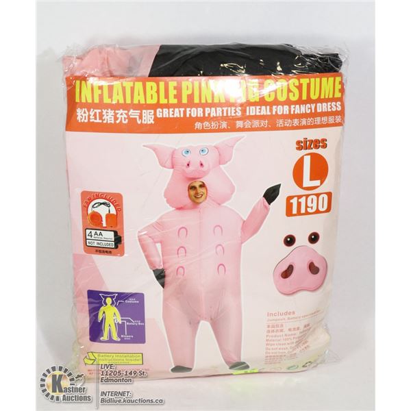 INFLATABLE PINK PIG COSTUME SIZE LARGE
