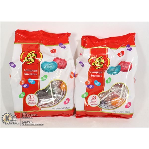 2 BAGS JELLY BELLY LOLLIPOPS 6 FLAVOURS