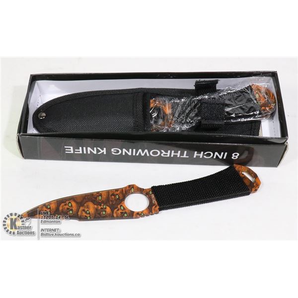 3 NEW 8" THROWING KNIVES IN SHEATH