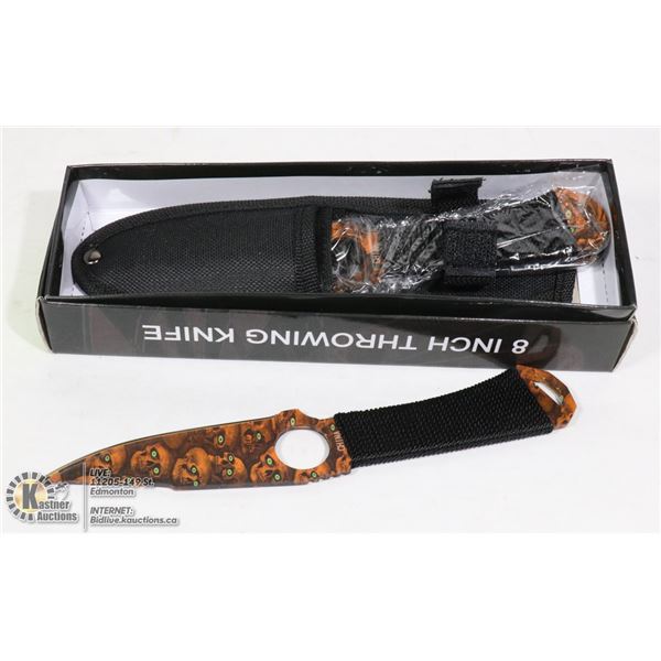 3 NEW 8" THROWING KNIVES IN SHEATH