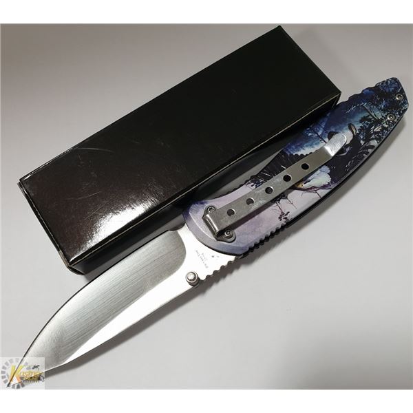 NEW WOLF THEMED FOLDING POCKET KNIFE