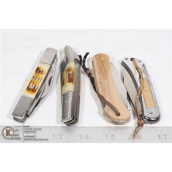 LOT OF 4 NEW FOLDING POCKET KNIVES