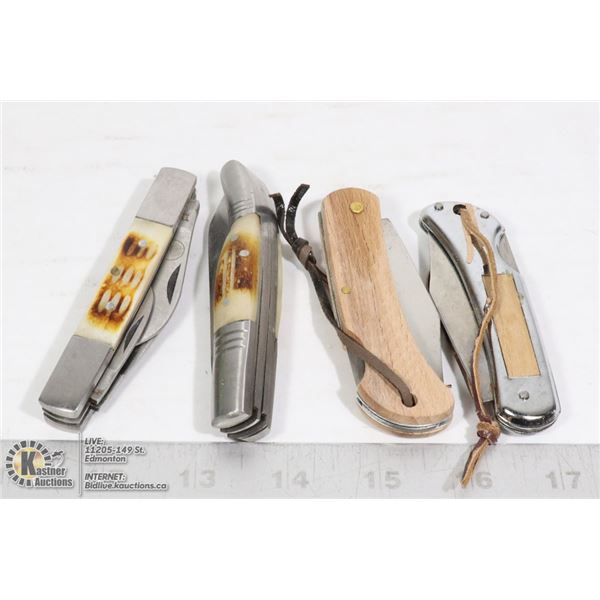 LOT OF 4 NEW FOLDING POCKET KNIVES