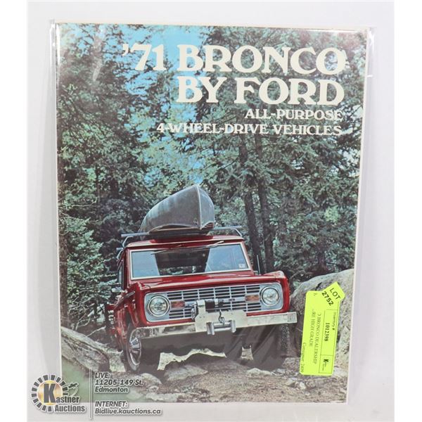 1971 FORD BRONCO DEALERSHIP BROCHURE HIGH GRADE