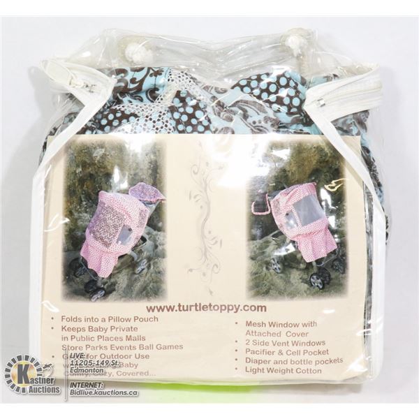 NEW- STROLLER COVER BROWN/LIGHT BLUE