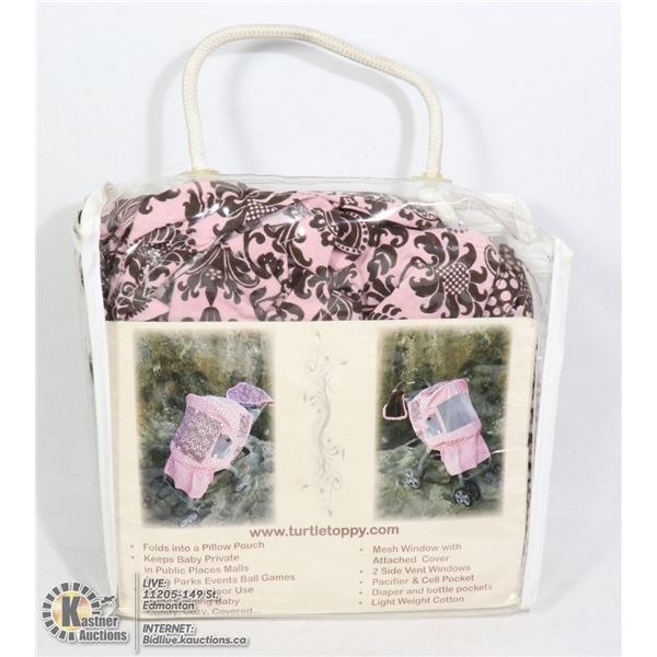 NEW- STROLLER COVER BROWN/PINK