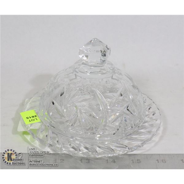 PINWHEEL CRYSTAL BUTTER DISH- PINWHEEL