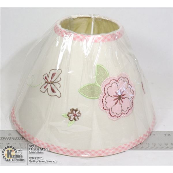 NEW- LAMPSHADE 10X7- PINK/BEIGE/ FLOWERS