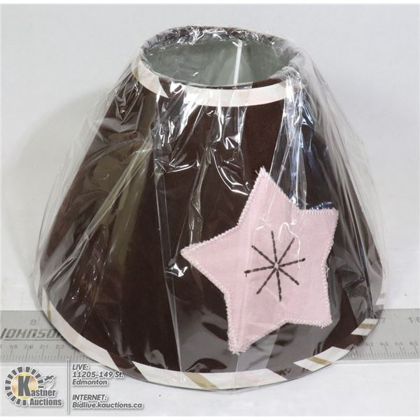 NEW- LAMPSHADE 10X7 PINK/ BROWN STAR
