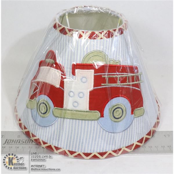 NEW- LAMPSHADE 10X7 BLUE FIRETRUCK