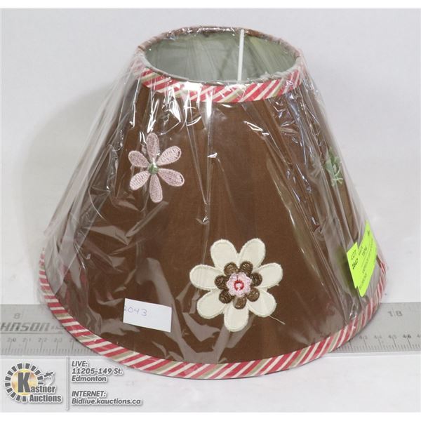 NEW- LAMPSHADE 10X7 BROWN/PINK BLOSSOMS