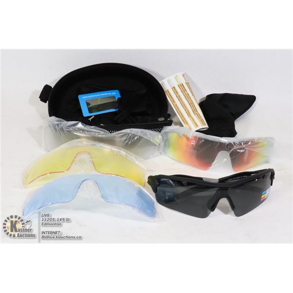 SPORTS SUNGLASSES WITH EXTRA LENSES AND