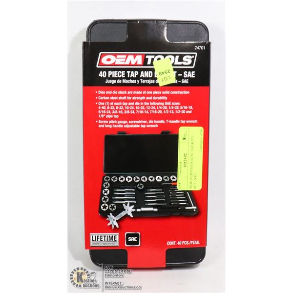 NEW OEMTOOLS 40 PC TAP & DIE SET - SAE