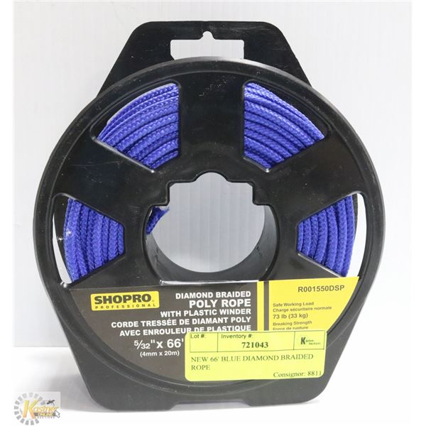 NEW 66' BLUE DIAMOND BRAIDED ROPE