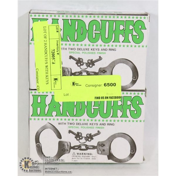 LOT OF 2 HANDCUFFS WITH KEYS