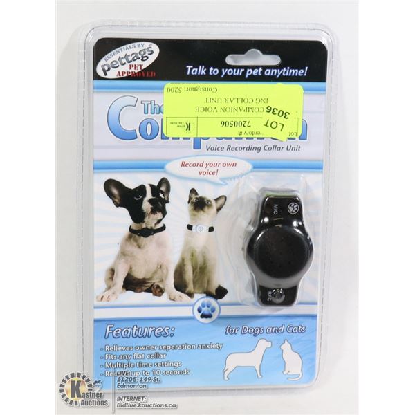 NEW PET COMPANION VOICE RECORDING COLLAR UNIT
