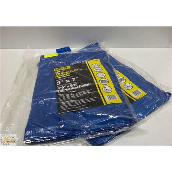 LOT OF 2 NEW 5'  X 7' UTILITY TARPS