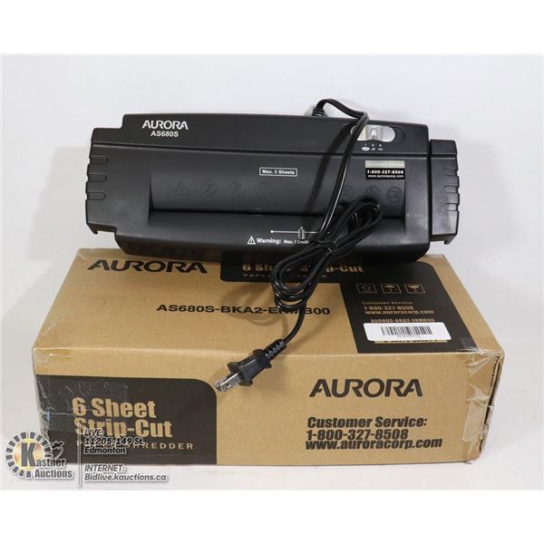 AURORA 6 SHEET STRIP CUT PAPER SHREDDER