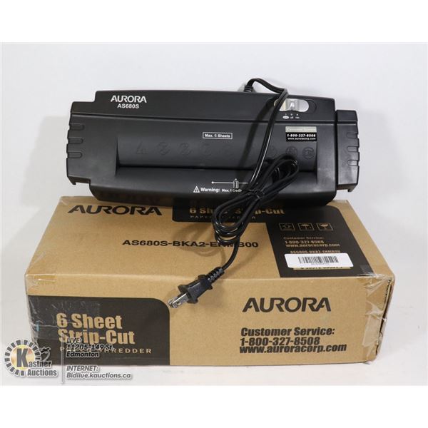 AURORA 6 SHEET STRIP CUT PAPER SHREDDER