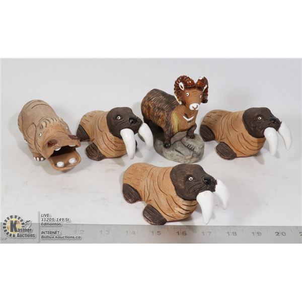 BOX OF WILDLIFE POTTERY MADE IN ALBERTA