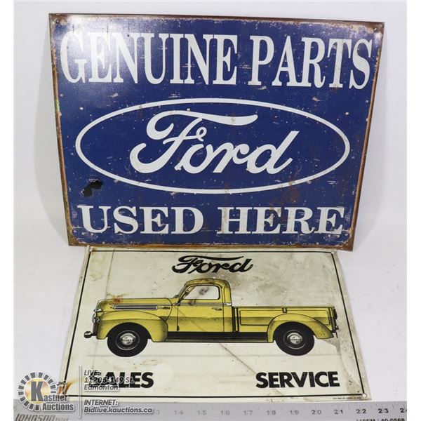 2 VINTAGE ORIGINAL METAL FORD SIGNS