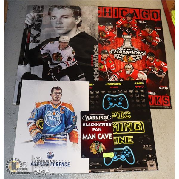 LOT OF HOCKEY POSTERS INCLUDING EDMONTON OILERS
