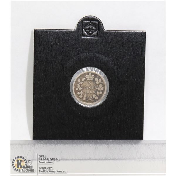 1899 VICTORIAN CANADIAN SILVER 5 CENT OBVERSE 2