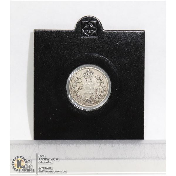 1920 KING GEORGE V CANADIAN SILVER 10 CENT COIN
