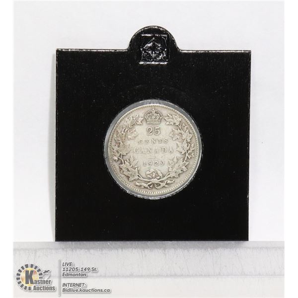 1929 KING GEORGE V CANADIAN SILVER 25 CENT