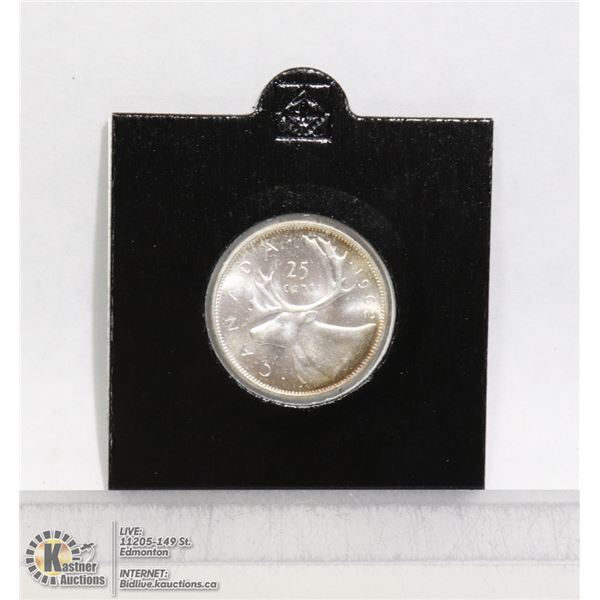 1962 MINTSTATE CANADIAN SILVER 25 CENT COIN