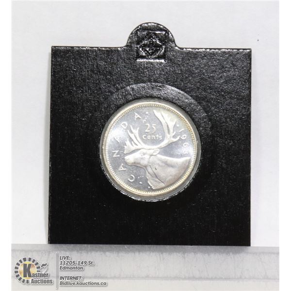 1963 MINTSTATE CANADIAN SILVER 25 CENT COIN