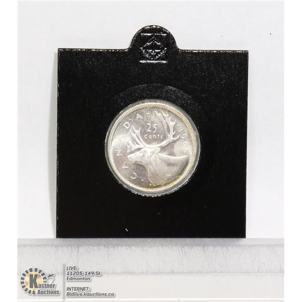 1965 MINTSTATE CANADIAN SILVER 25 CENT COIN
