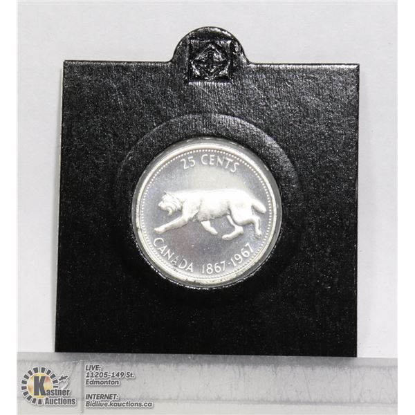 1967 MINTSTATE CANADIAN SILVER 25 CENT COIN