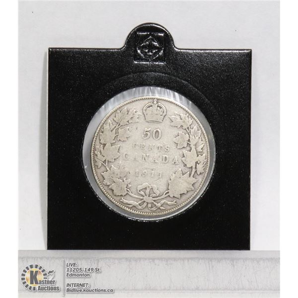 LOWER MINTAGE 1911 GODLESS SILVER 50 CENT