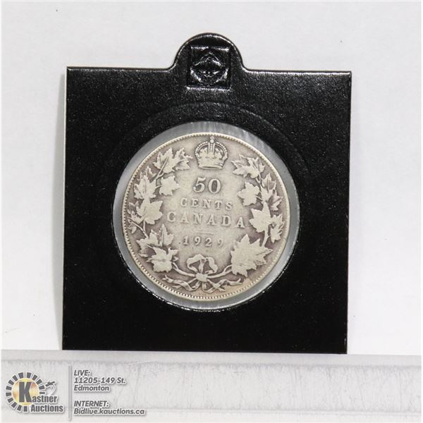 1929 SILVER CANADIAN 50 CENT COIN