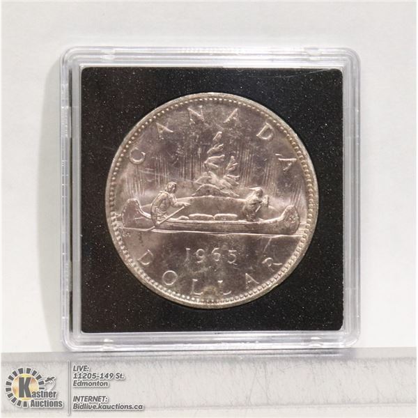 1965 SMALL BEADS BLUNT 5 CANADIAN SILVER $1