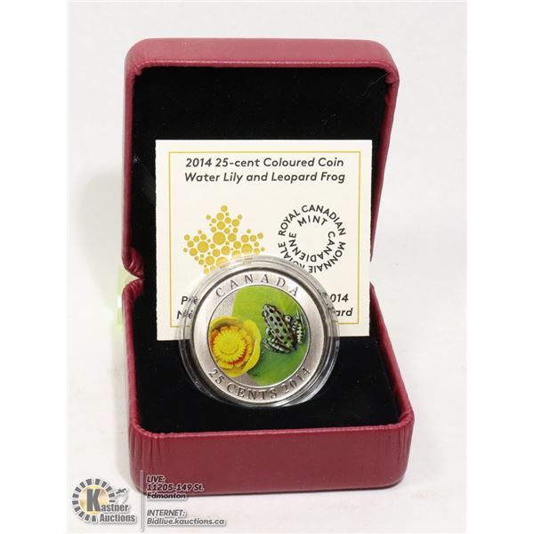 2014 WATER LILY AND LEOPARD FROG 25 CENT