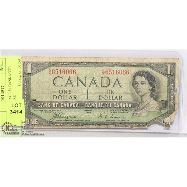 1954 DEVILS FACE $1 BANKNOTE. COYNE/TOWERS