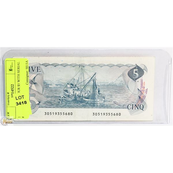 1979 MULTICOLOUR $5 WITH SERIAL # ON BACK