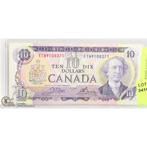 1971 MULTICOLOUR $10 CROW/BOUEY SIGNATURES