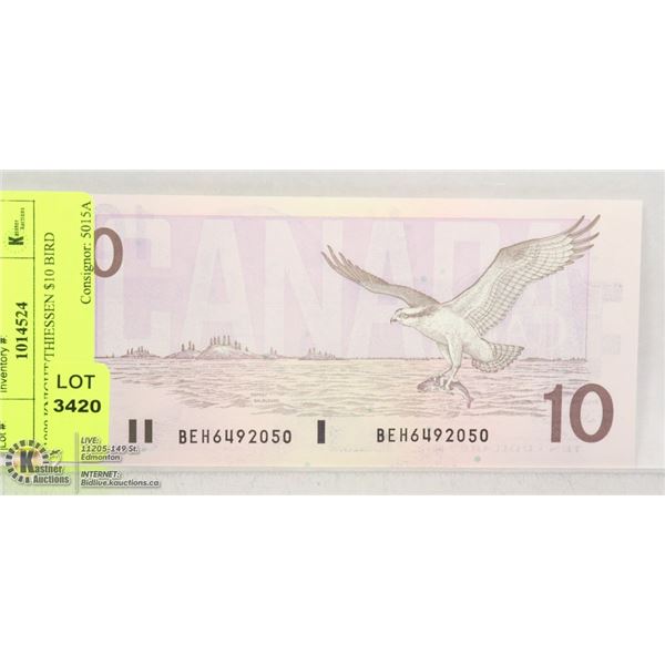 1989 KNIGHT/THIESSEN $10 BIRD NOTE UNC