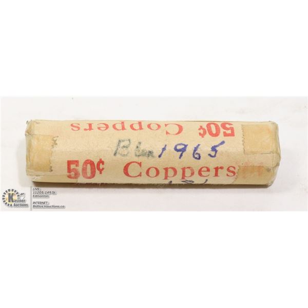 1965  UNCIRCULATED ROLL OF CANADIAN PENNIES