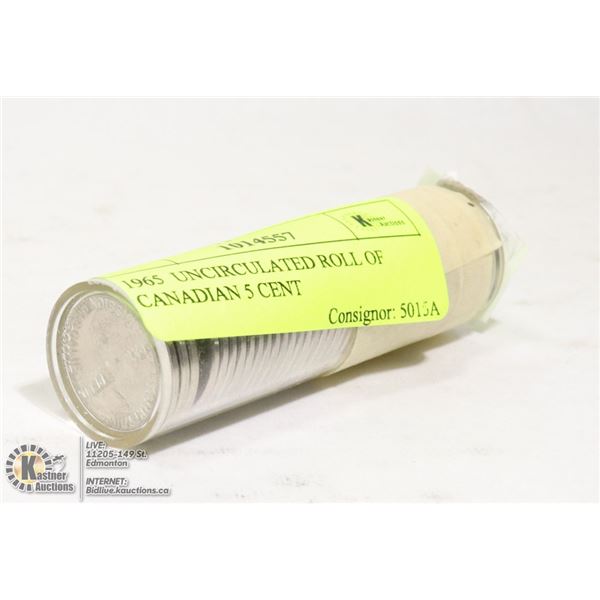 1965  UNCIRCULATED ROLL OF CANADIAN 5 CENT