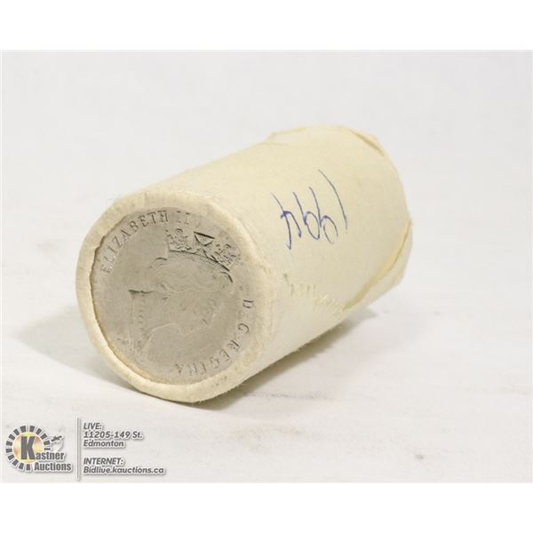 UNCIRCULATED ROLL OF 1994 CANADIAN 50 CENTS
