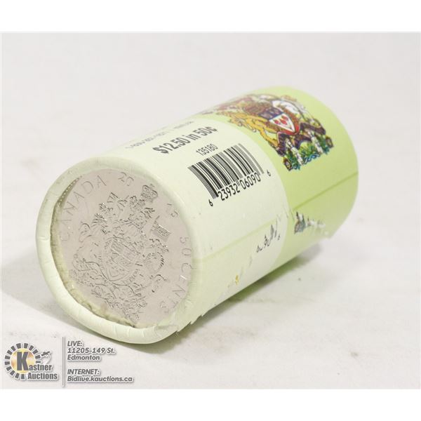 2015 SPECIAL MINT WRAP ROLL CANADIAN 50 CENT COINS