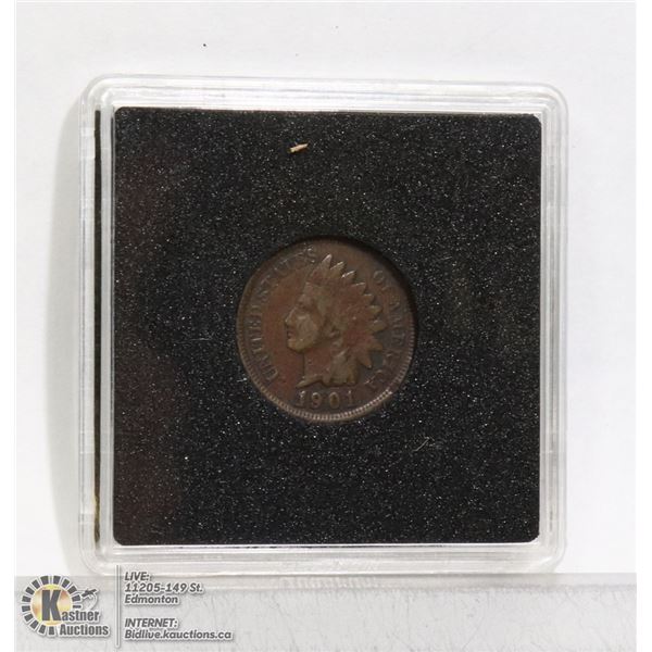 1901 USA INDIAN HEAD COPPER PENNY.