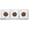 Image 1 : 3-EDWARDIAN CANADIAN LARGE CENT COINS 1908-1910